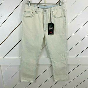 Levis 501 Womens Original Cropped High Rise Straight Leg Bleached Jeans 32x28